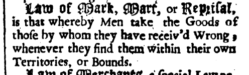 snapshot image of LAW of MARK MART or REPRISAL.  (1708)