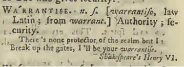 snapshot image of WARRANTISE[sic].  (1785)